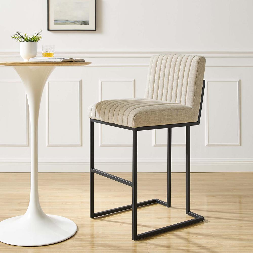 Indulge Channel Tufted Fabric Bar Stool. Picture 8