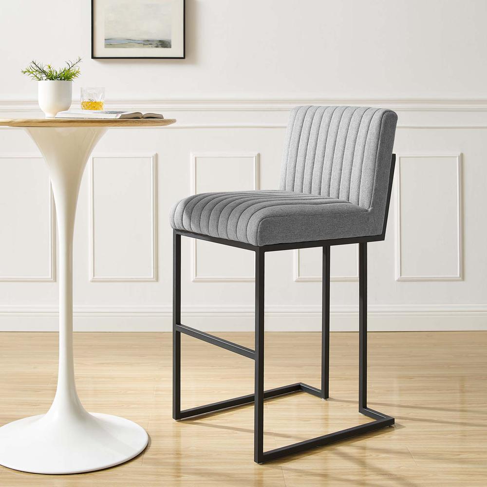 Indulge Channel Tufted Fabric Bar Stool. Picture 8