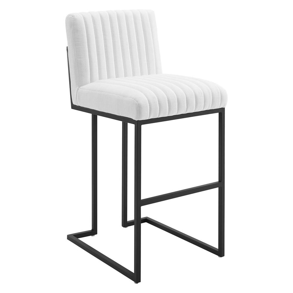 Indulge Channel Tufted Fabric Bar Stool - White EEI-4654-WHI. Picture 1