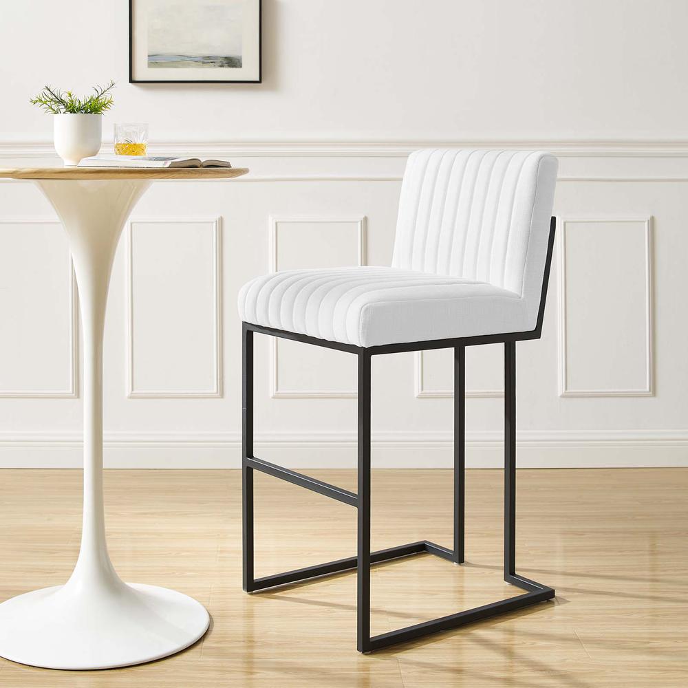 Indulge Channel Tufted Fabric Bar Stool - White EEI-4654-WHI. Picture 8