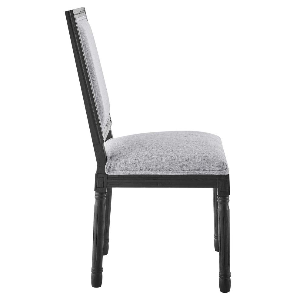 Court French Vintage Upholstered Fabric Dining Side Chair - Black Light Gray EEI-4661-BLK-LGR. Picture 2