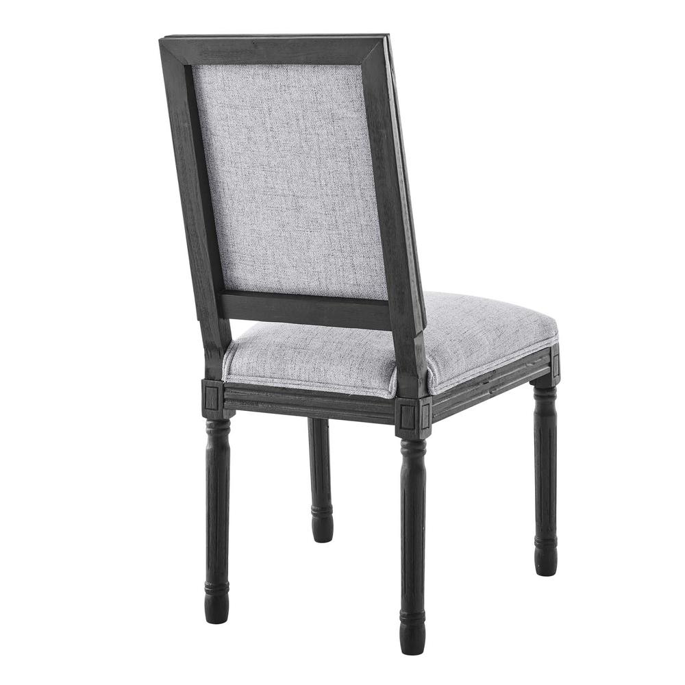 Court French Vintage Upholstered Fabric Dining Side Chair - Black Light Gray EEI-4661-BLK-LGR. Picture 3