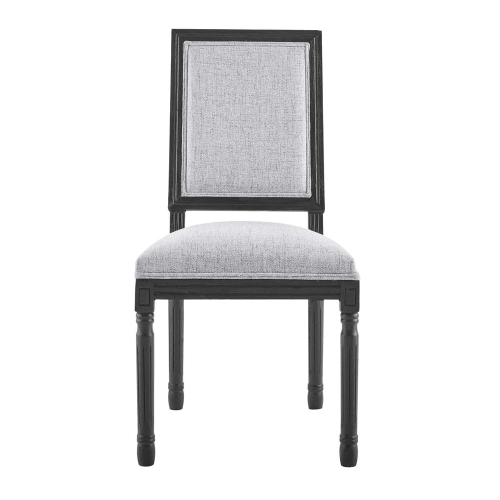 Court French Vintage Upholstered Fabric Dining Side Chair - Black Light Gray EEI-4661-BLK-LGR. Picture 4