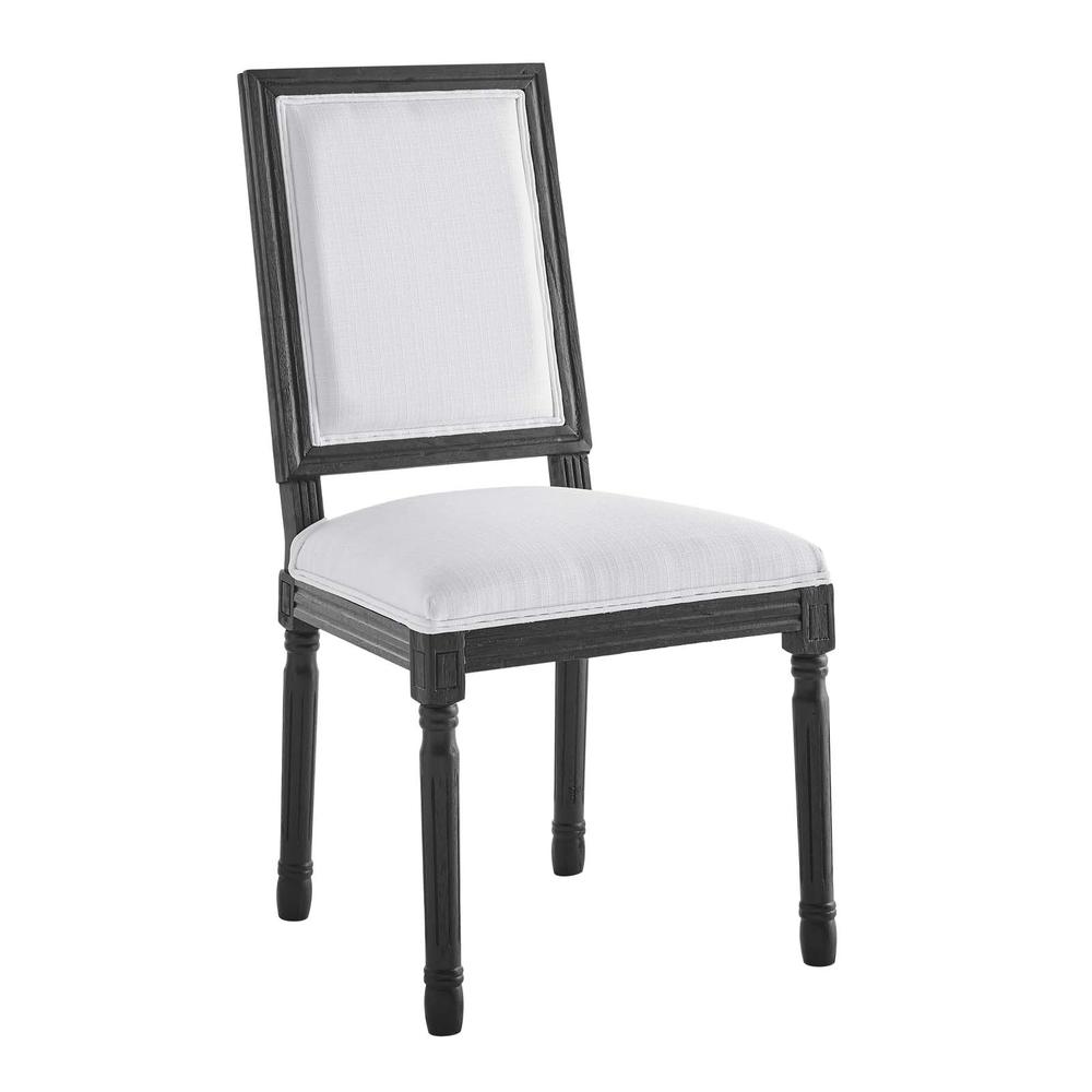 Court French Vintage Upholstered Fabric Dining Side Chair - Black White EEI-4661-BLK-WHI. The main picture.