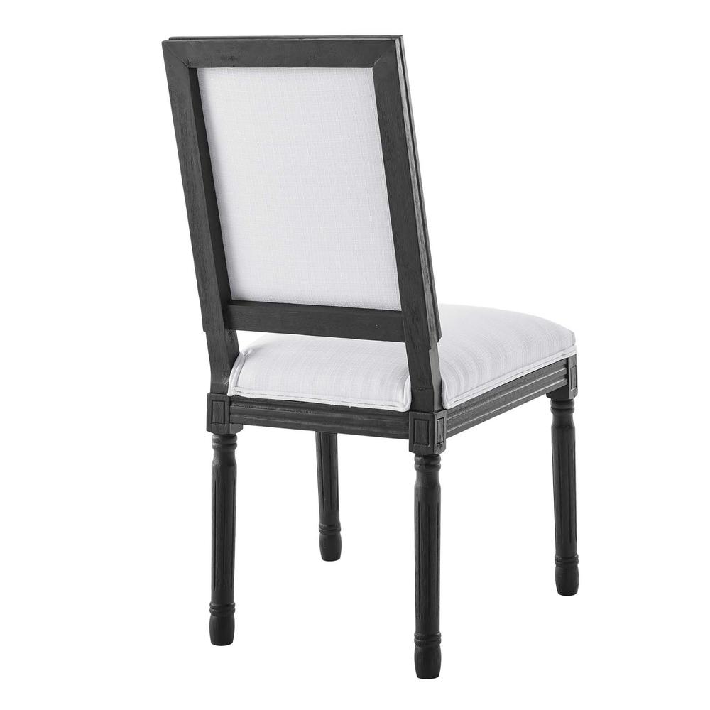 Court French Vintage Upholstered Fabric Dining Side Chair - Black White EEI-4661-BLK-WHI. Picture 3