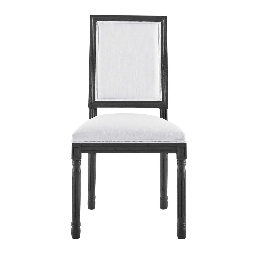 Court French Vintage Upholstered Fabric Dining Side Chair - Black White EEI-4661-BLK-WHI. Picture 4