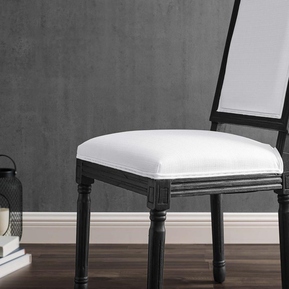 Court French Vintage Upholstered Fabric Dining Side Chair - Black White EEI-4661-BLK-WHI. Picture 7
