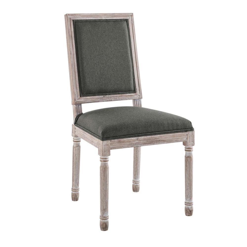 Court French Vintage Upholstered Fabric Dining Side Chair. Picture 1