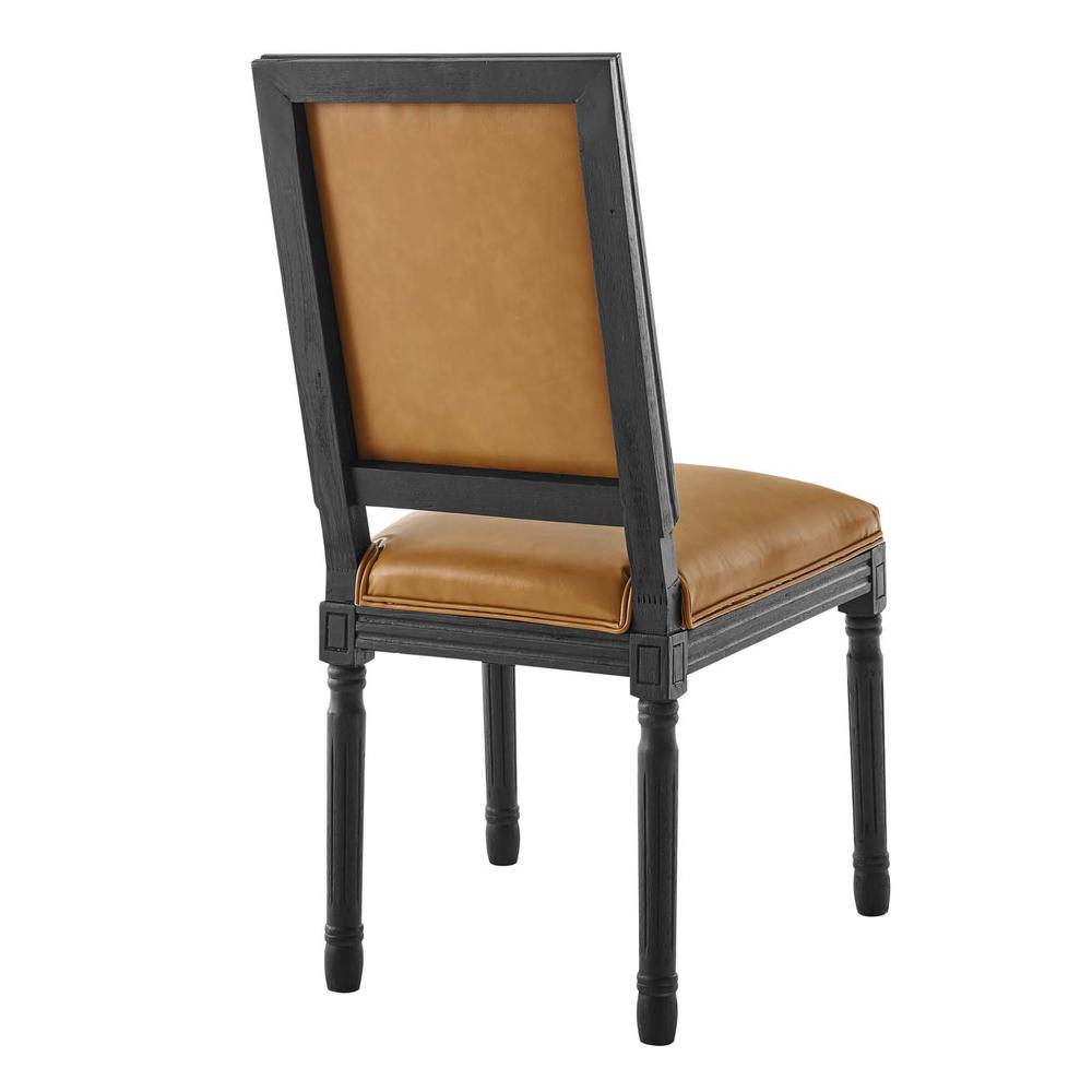 Court French Vintage Vegan Leather Dining Side Chair - Black Tan EEI-4663-BLK-TAN. Picture 3