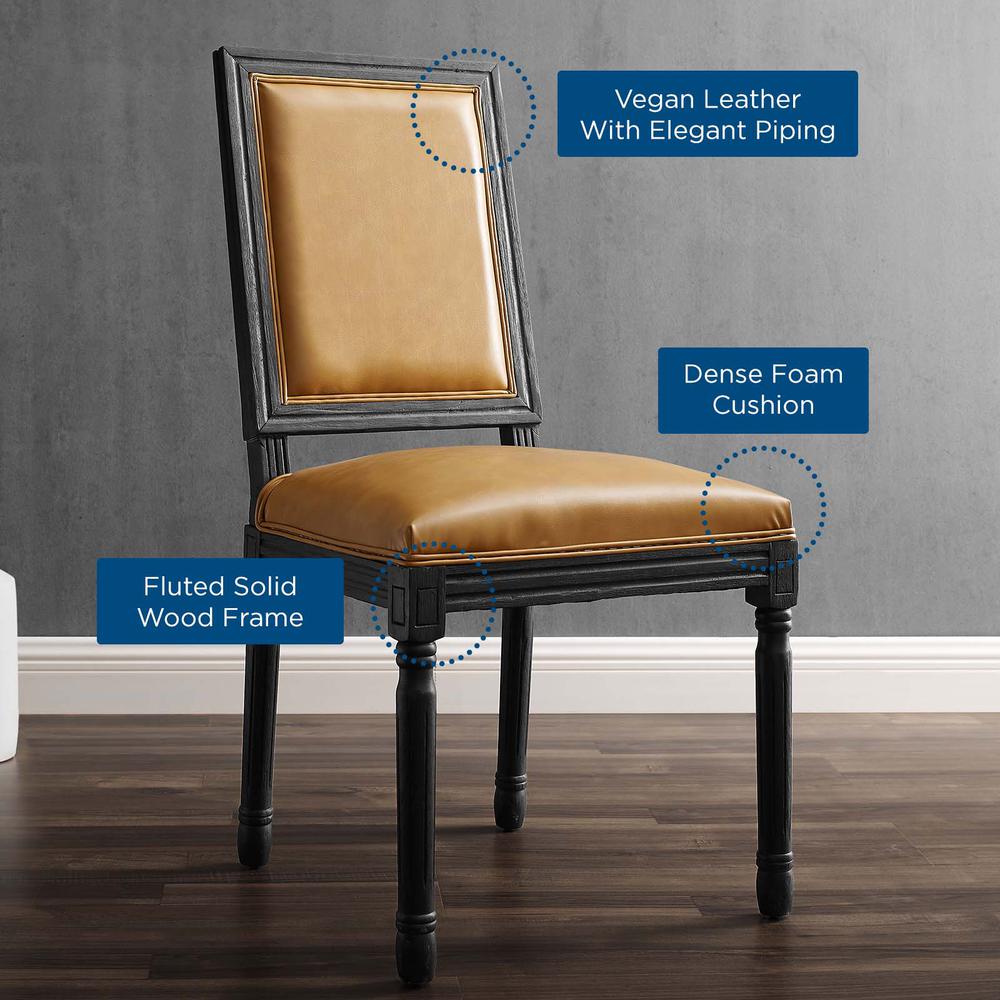 Court French Vintage Vegan Leather Dining Side Chair - Black Tan EEI-4663-BLK-TAN. Picture 6