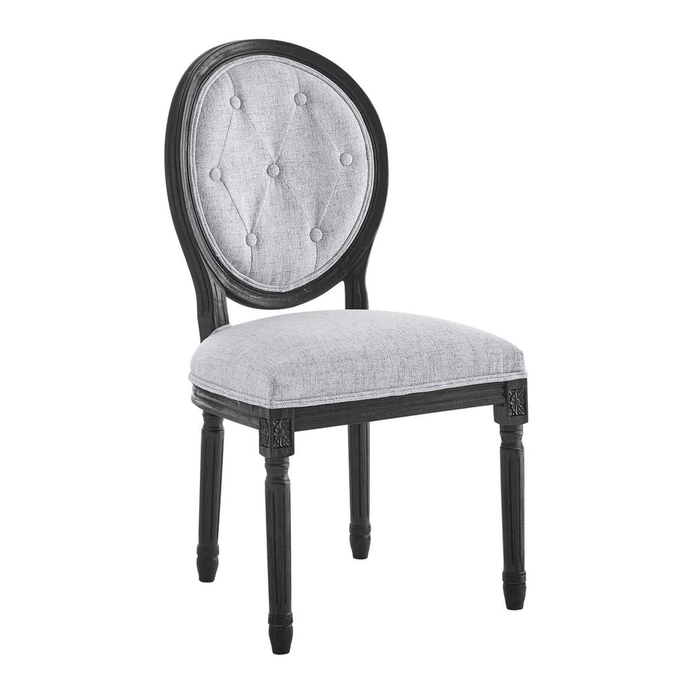 Arise Vintage French Upholstered Fabric Dining Side Chair - Black Light Gray EEI-4664-BLK-LGR. Picture 1