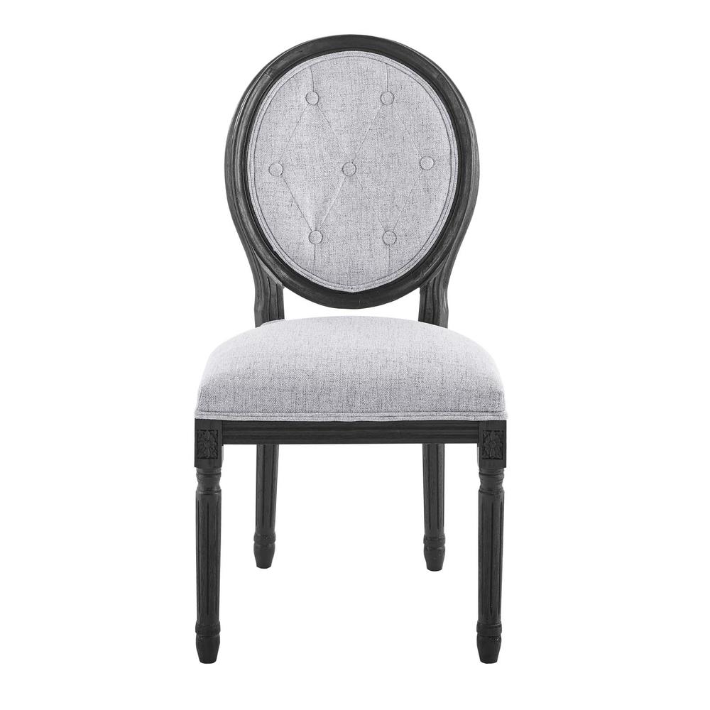 Arise Vintage French Upholstered Fabric Dining Side Chair - Black Light Gray EEI-4664-BLK-LGR. Picture 4
