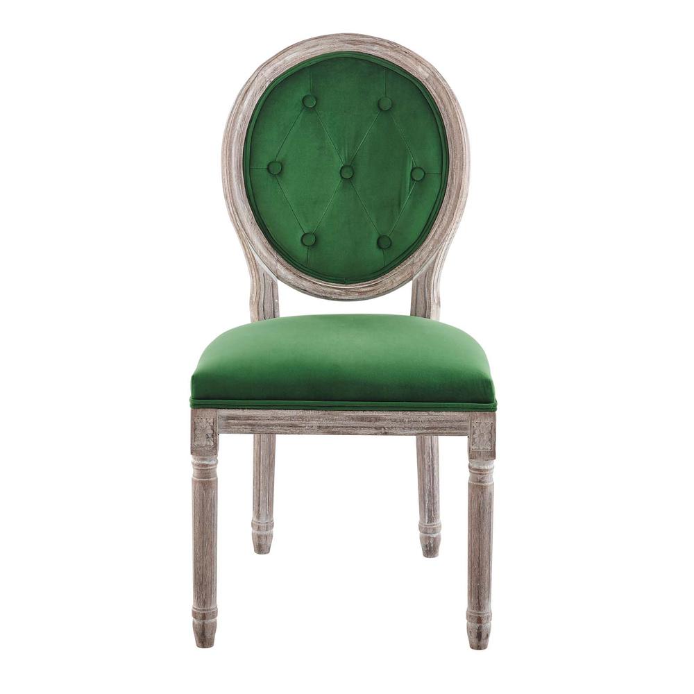 Arise Vintage French Performance Velvet Dining Side Chair - Natural Emerald EEI-4665-NAT-EME. Picture 4