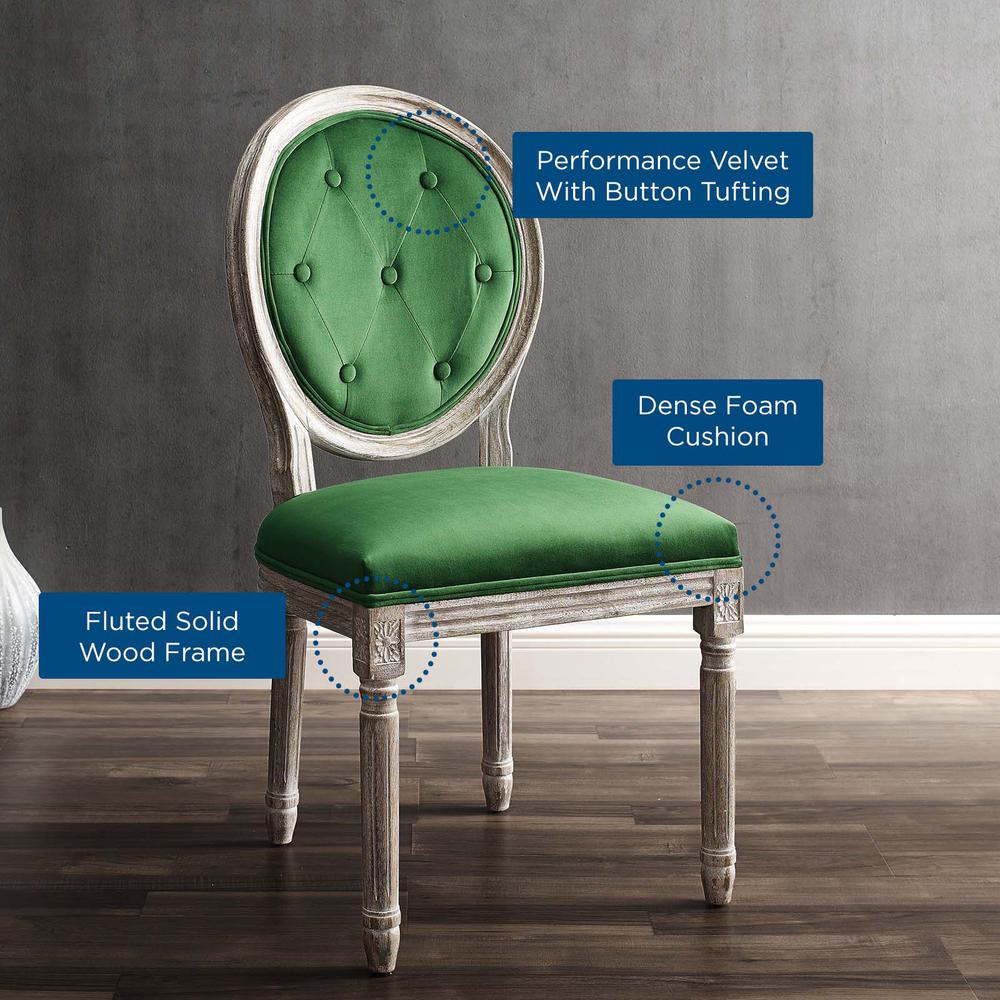 Arise Vintage French Performance Velvet Dining Side Chair - Natural Emerald EEI-4665-NAT-EME. Picture 6