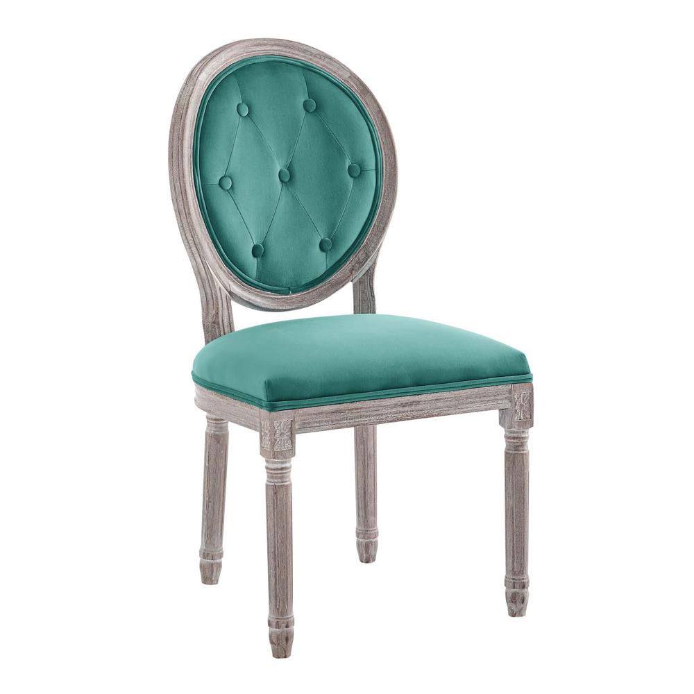 Arise Vintage French Performance Velvet Dining Side Chair - Natural Teal EEI-4665-NAT-TEA. Picture 1