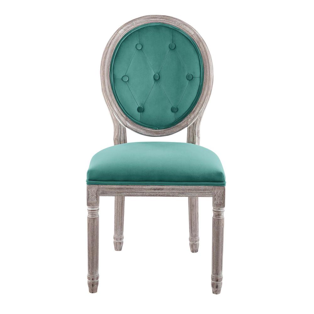 Arise Vintage French Performance Velvet Dining Side Chair - Natural Teal EEI-4665-NAT-TEA. Picture 4