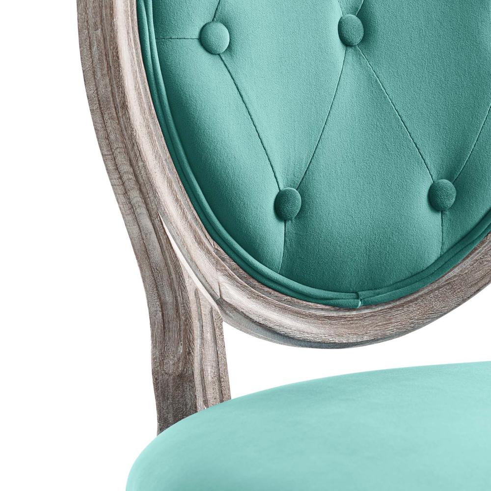 Arise Vintage French Performance Velvet Dining Side Chair - Natural Teal EEI-4665-NAT-TEA. Picture 5