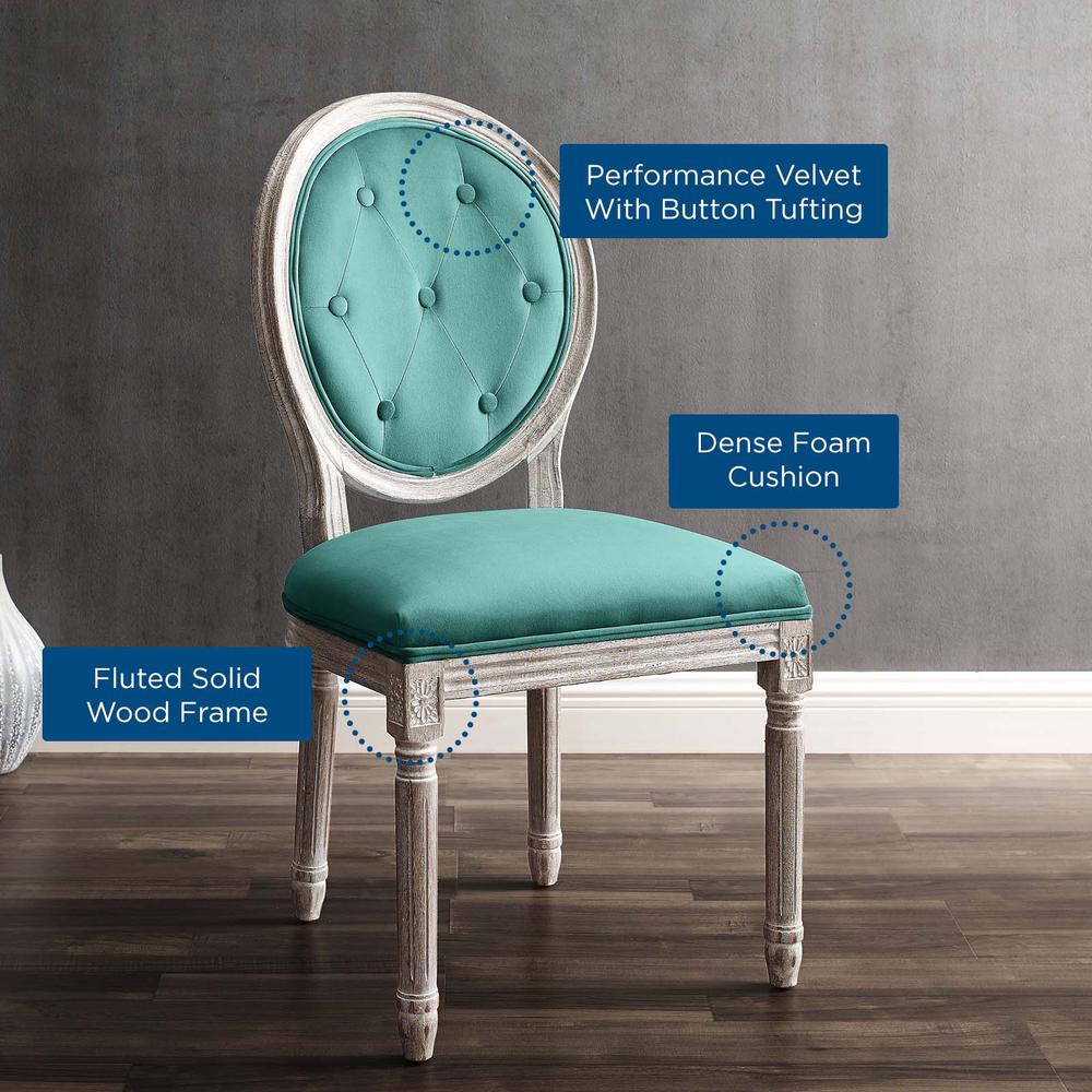 Arise Vintage French Performance Velvet Dining Side Chair - Natural Teal EEI-4665-NAT-TEA. Picture 6