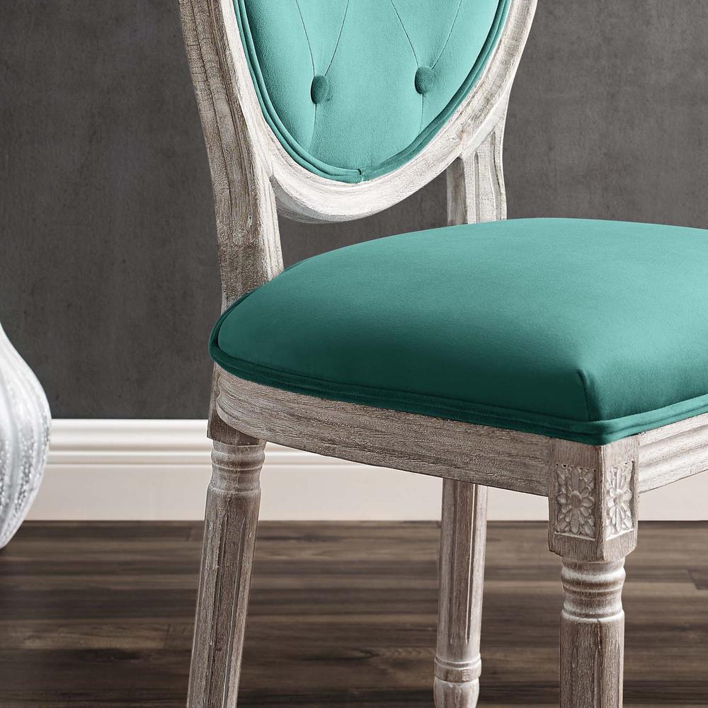 Arise Vintage French Performance Velvet Dining Side Chair - Natural Teal EEI-4665-NAT-TEA. Picture 7