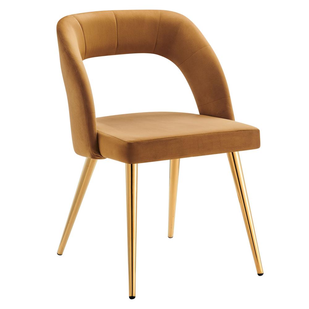 Marciano Performance Velvet Dining Chair - Gold Cognac EEI-4680-GLD-COG. Picture 1
