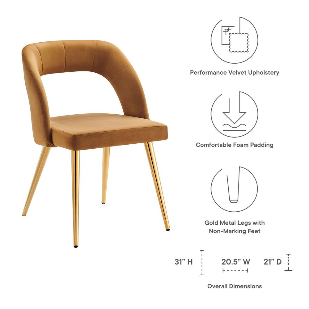 Marciano Performance Velvet Dining Chair - Gold Cognac EEI-4680-GLD-COG. Picture 5