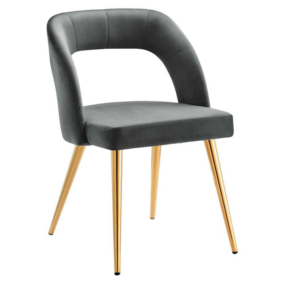 Marciano Performance Velvet Dining Chair - Gold Gray EEI-4680-GLD-GRY. Picture 1
