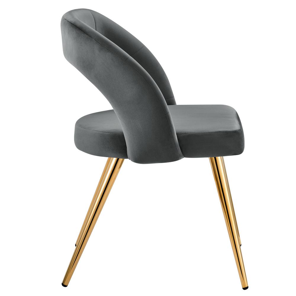 Marciano Performance Velvet Dining Chair - Gold Gray EEI-4680-GLD-GRY. Picture 2