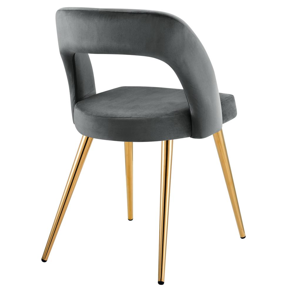 Marciano Performance Velvet Dining Chair - Gold Gray EEI-4680-GLD-GRY. Picture 3