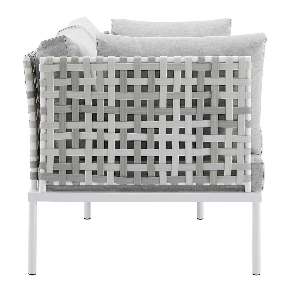 Harmony 4-Piece  Sunbrella Basket Weave Outdoor Patio Aluminum Seating Set. Picture 3