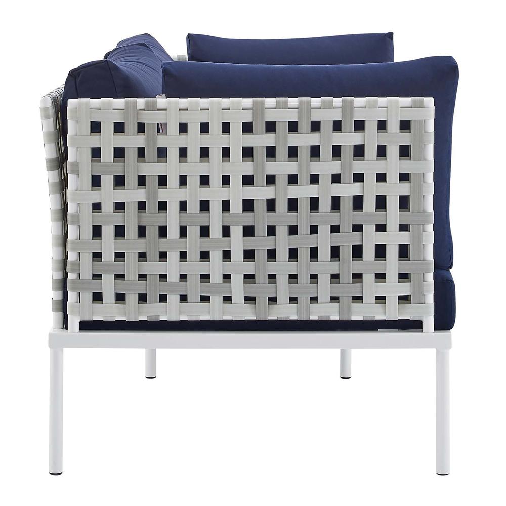 Harmony 4-Piece  Sunbrella Basket Weave Outdoor Patio Aluminum Seating Set. Picture 3
