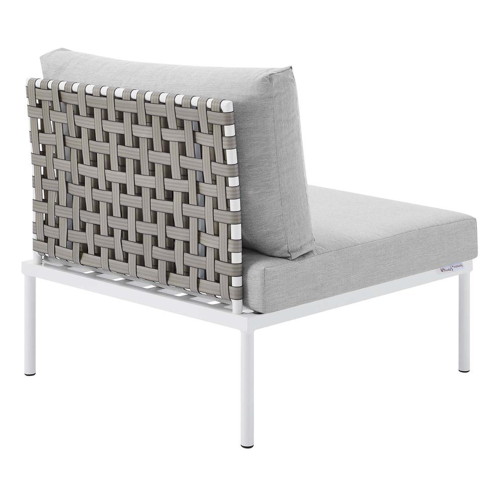 Harmony 4-Piece  Sunbrella® Basket Weave Outdoor Patio Aluminum Seating Set - Tan Gray EEI-4689-TAN-GRY-SET. Picture 7