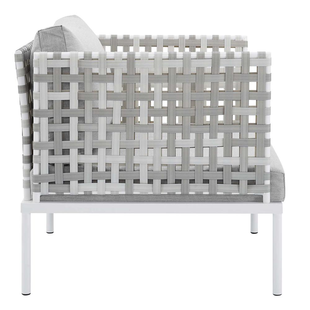 Harmony 5-Piece  Sunbrella Basket Weave Outdoor Patio Aluminum Seating Set. Picture 5