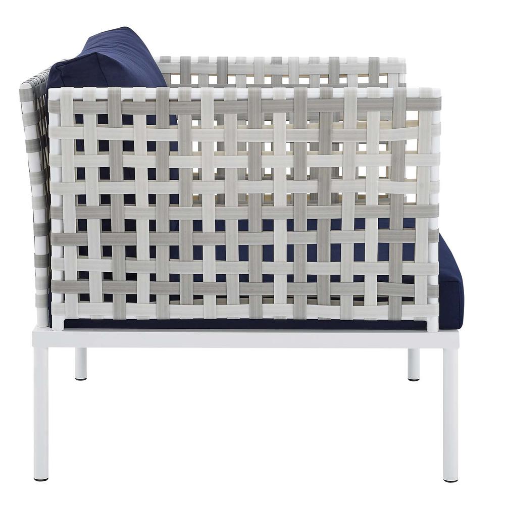Harmony 5-Piece  Sunbrella Basket Weave Outdoor Patio Aluminum Seating Set. Picture 6