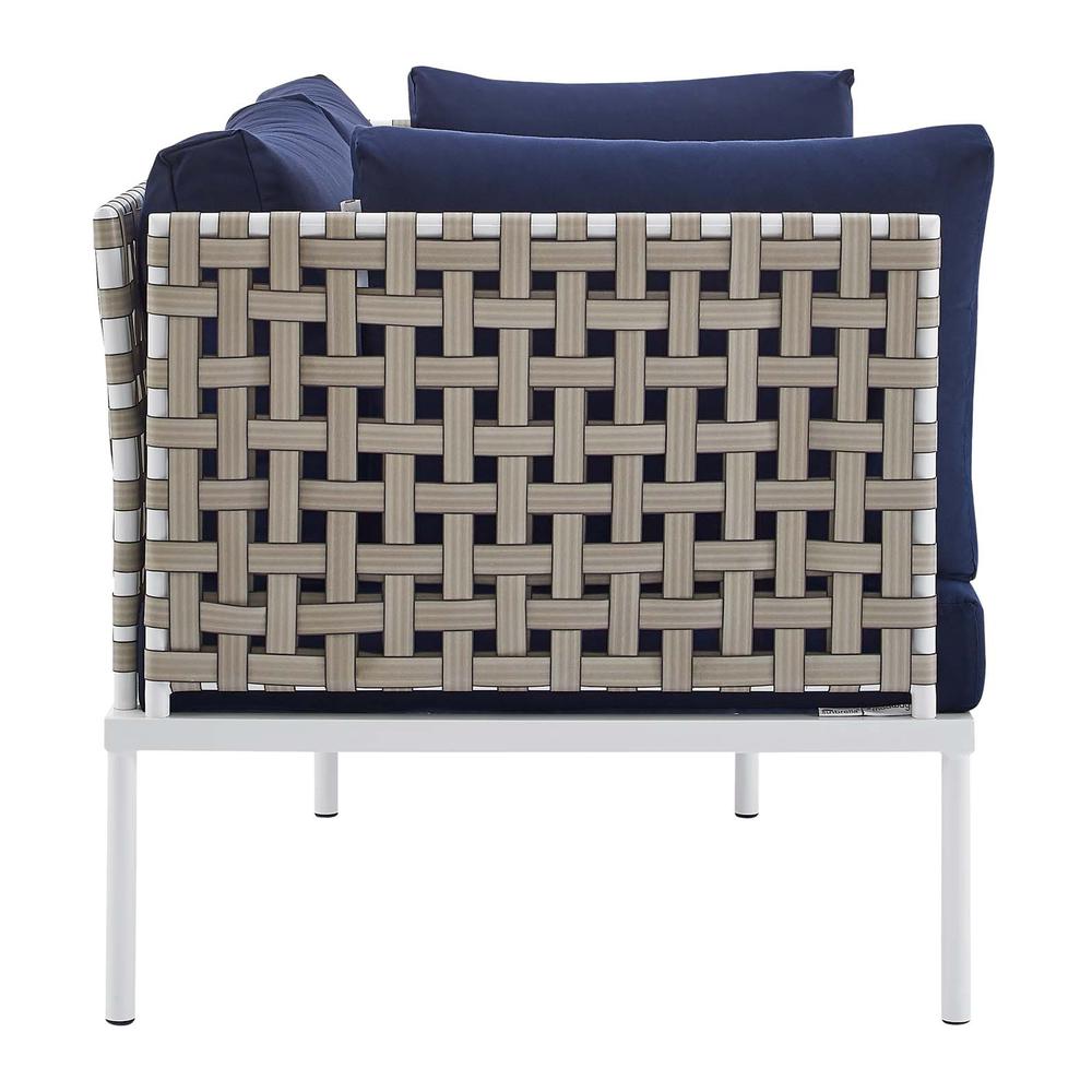 Harmony 5-Piece  Sunbrella Basket Weave Outdoor Patio Aluminum Seating Set. Picture 3