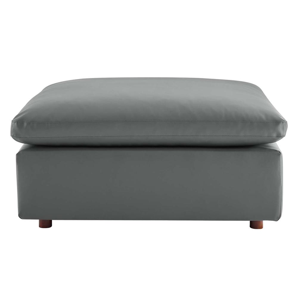 Commix Down Filled Overstuffed Vegan Leather Ottoman. Picture 2