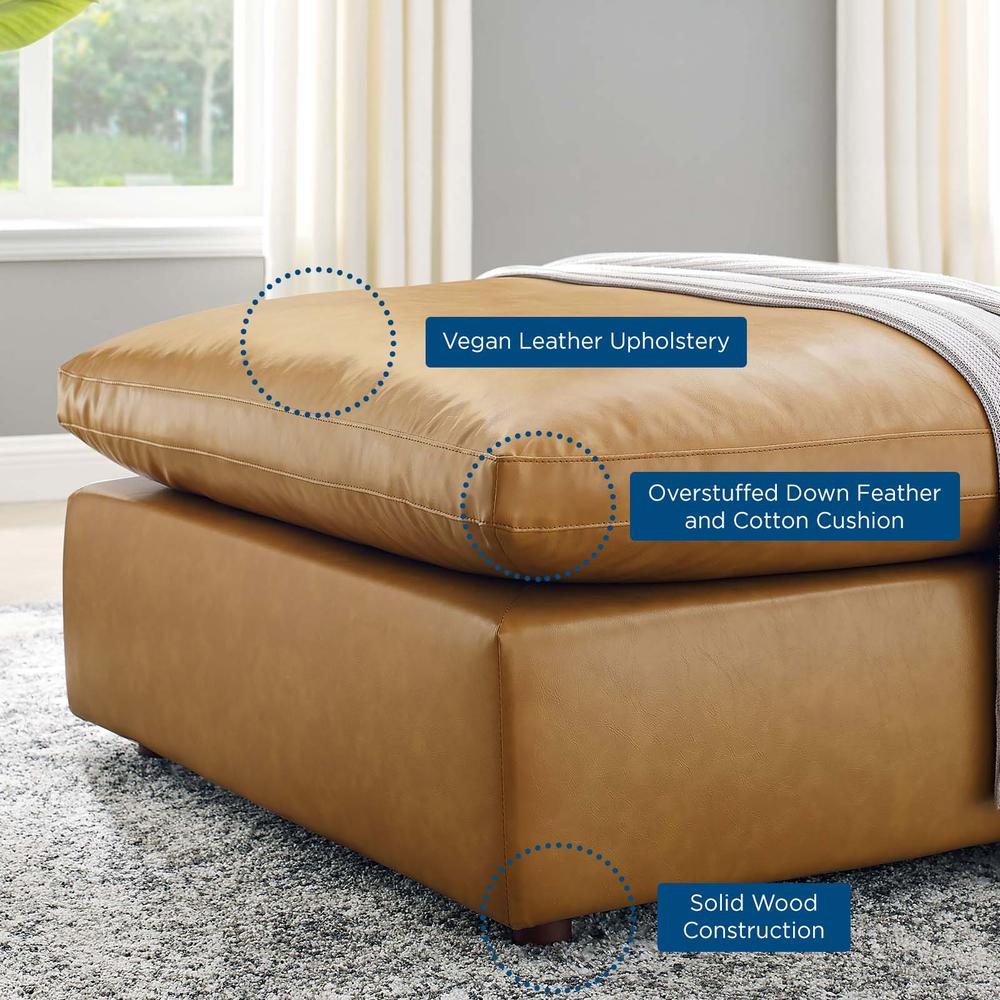 Commix Down Filled Overstuffed Vegan Leather Ottoman. Picture 5