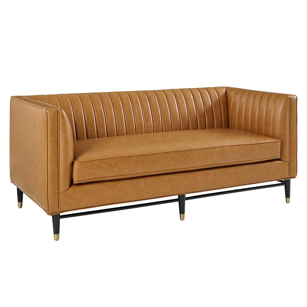 Devote Channel Tufted Vegan Leather Loveseat. Picture 1