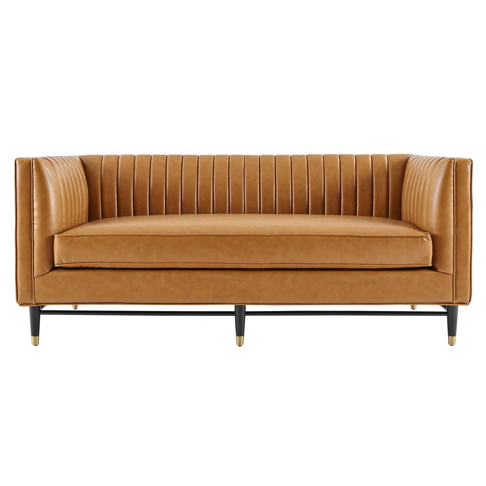 Devote Channel Tufted Vegan Leather Loveseat. Picture 4