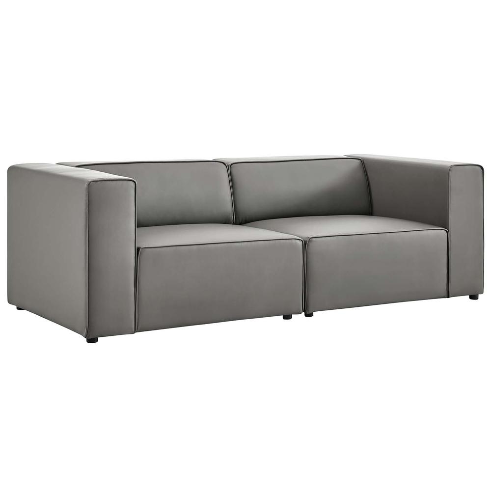Mingle Vegan Leather 2-Piece Sectional Sofa Loveseat - Gray EEI-4788-GRY. The main picture.