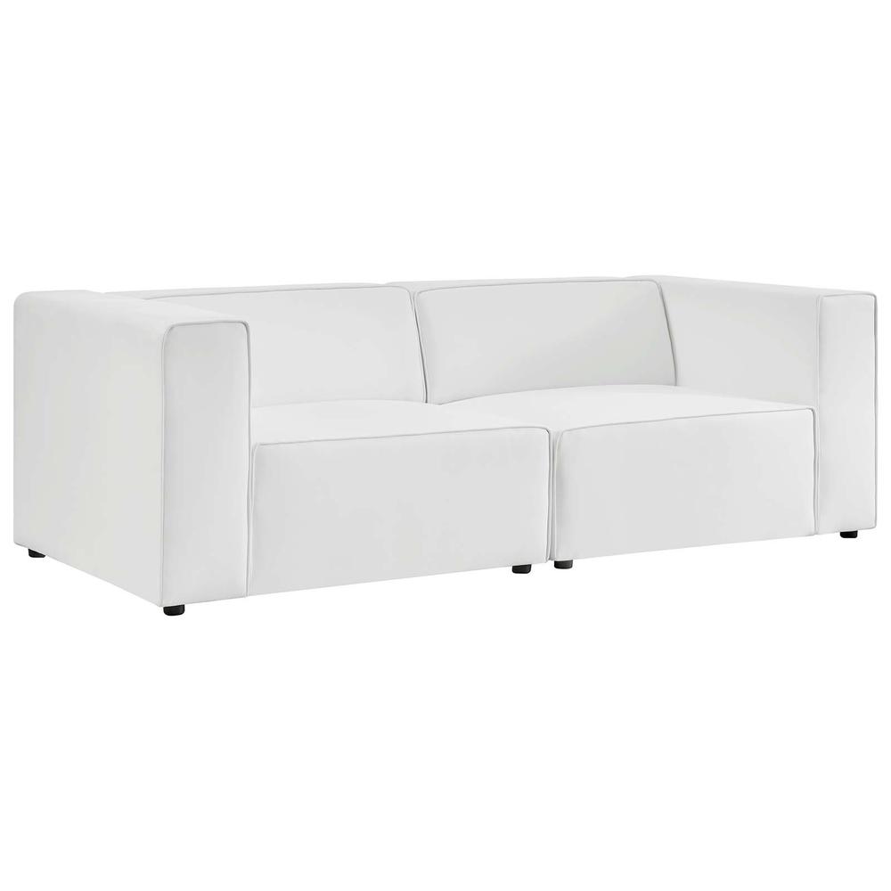 Mingle Vegan Leather 2-Piece Sectional Sofa Loveseat - White EEI-4788-WHI. The main picture.