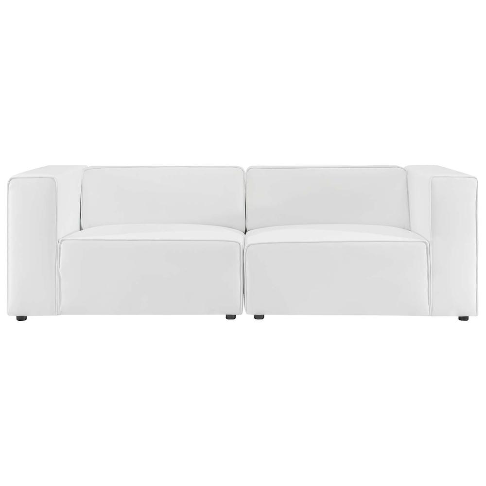 Mingle Vegan Leather 2-Piece Sectional Sofa Loveseat - White EEI-4788-WHI. Picture 2