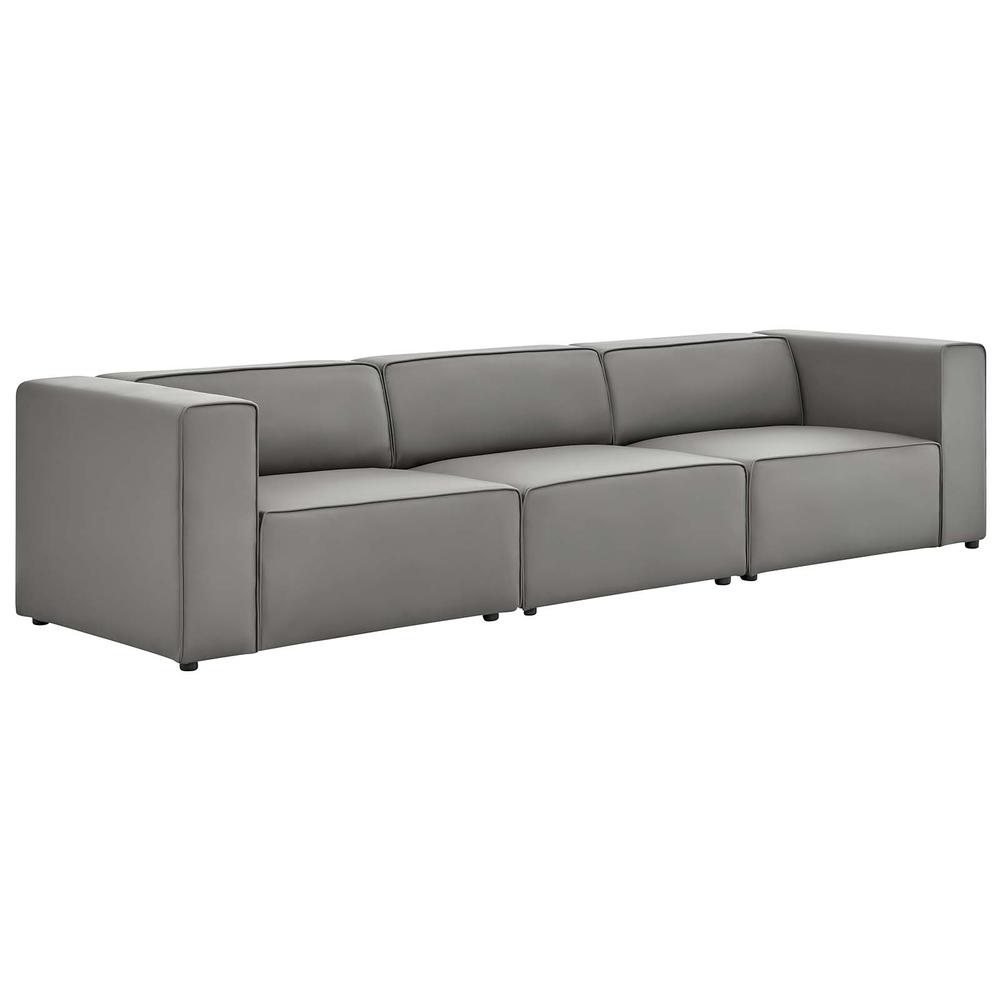 Mingle Vegan Leather 3-Piece Sectional Sofa - Gray EEI-4789-GRY. Picture 1