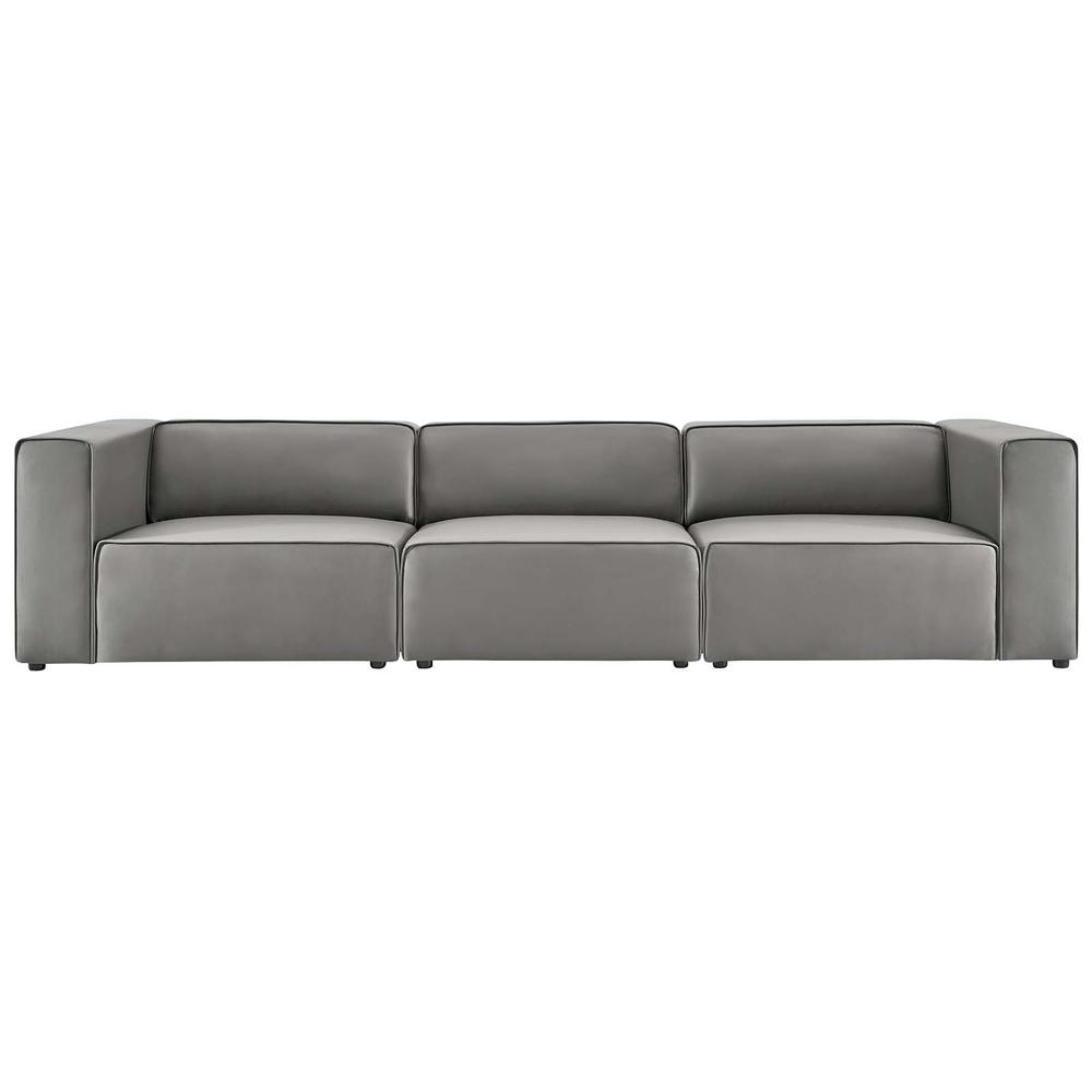 Mingle Vegan Leather 3-Piece Sectional Sofa - Gray EEI-4789-GRY. Picture 2