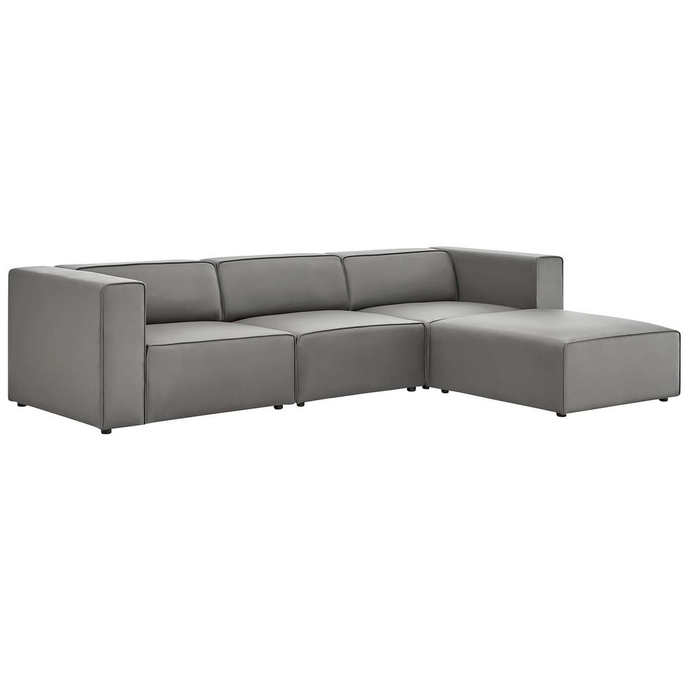 Mingle Vegan Leather Sofa and Ottoman Set - Gray EEI-4790-GRY. Picture 1