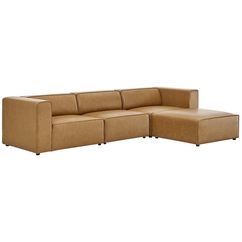 Mingle Vegan Leather Sofa and Ottoman Set - Tan EEI-4790-TAN. Picture 1