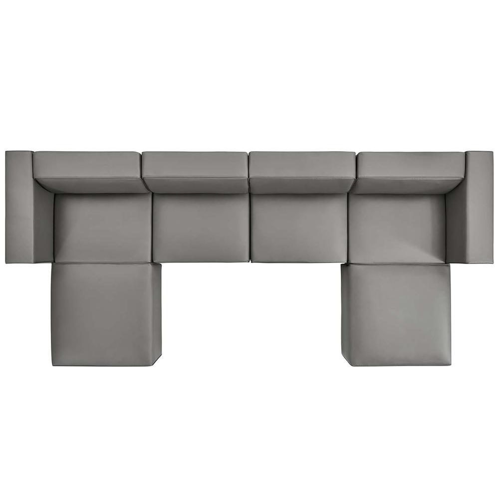 Mingle Vegan Leather 4-Piece Sofa and 2 Ottomans Set - Gray EEI-4794-GRY. Picture 2