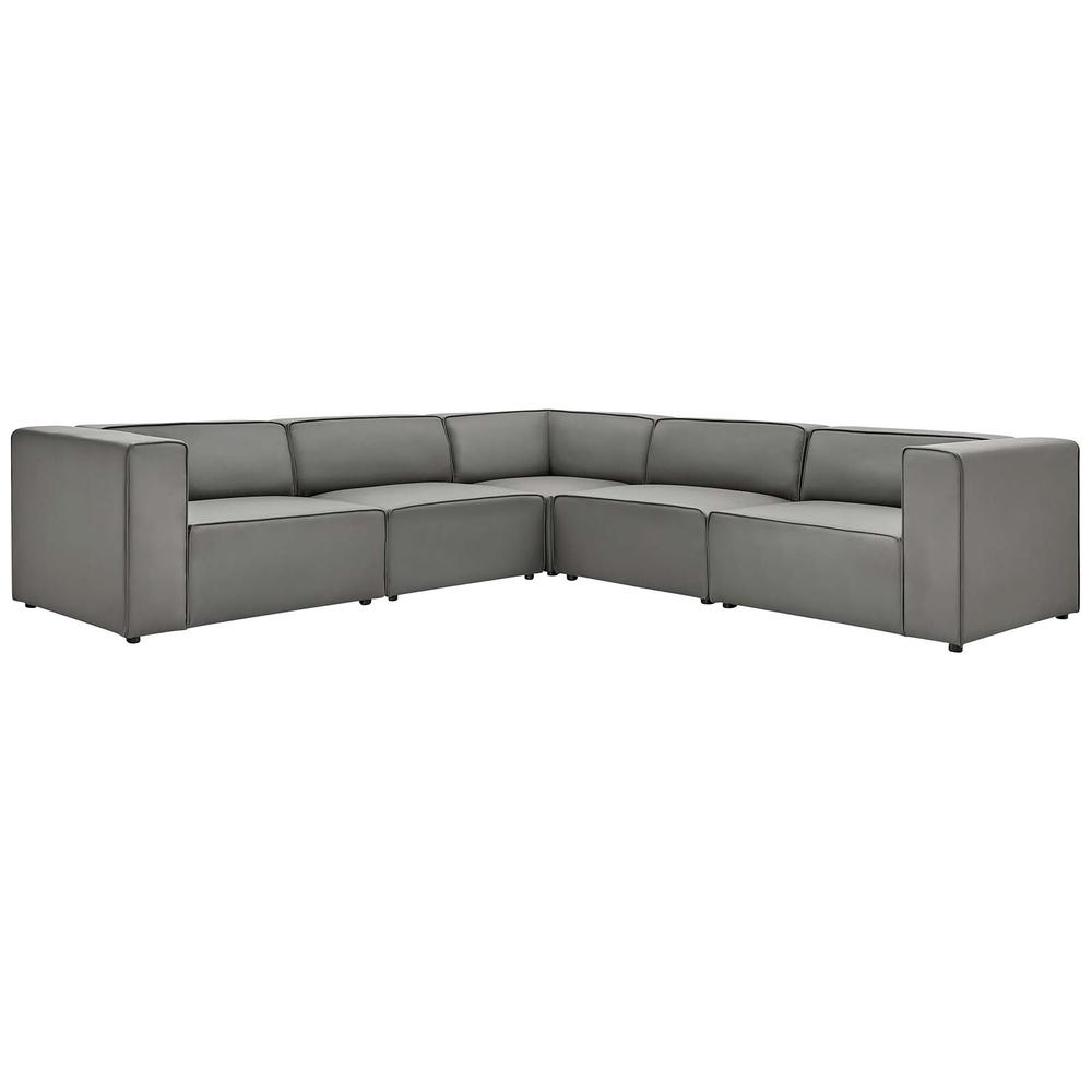 Mingle Vegan Leather 5-Piece Sectional Sofa - Gray EEI-4795-GRY. Picture 1