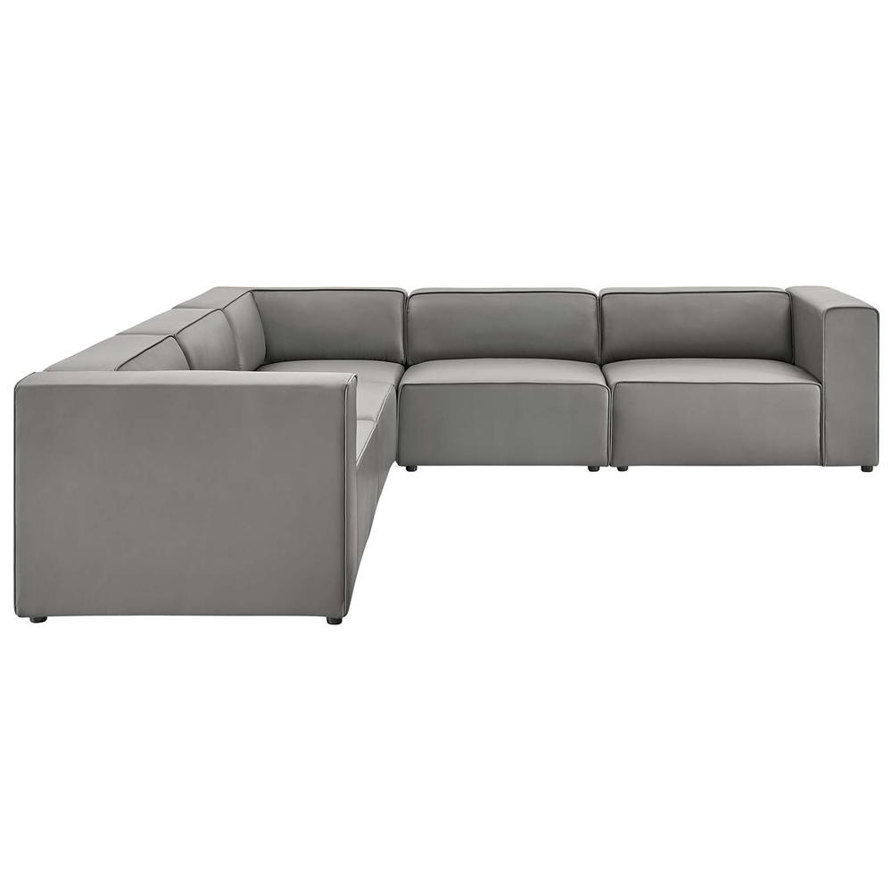 Mingle Vegan Leather 5-Piece Sectional Sofa - Gray EEI-4795-GRY. Picture 2