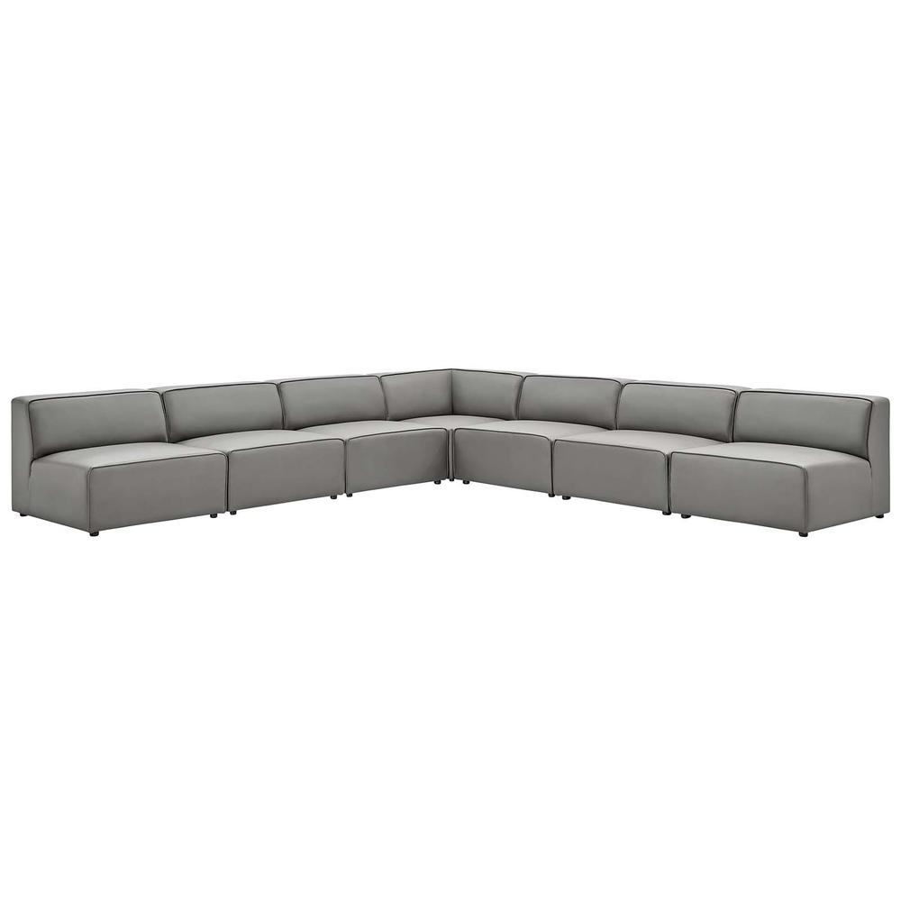 Mingle Vegan Leather 7-Piece Sectional Sofa - Gray EEI-4797-GRY. The main picture.