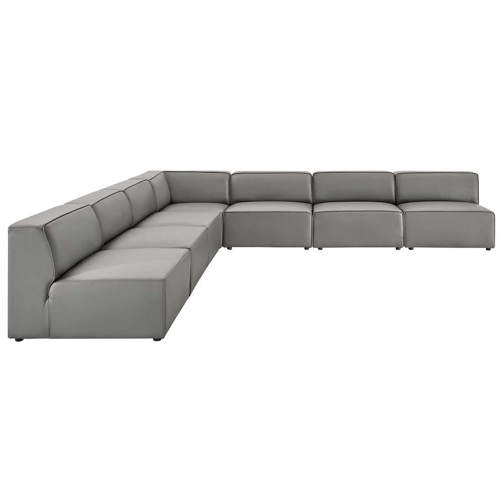 Mingle Vegan Leather 7-Piece Sectional Sofa - Gray EEI-4797-GRY. Picture 2
